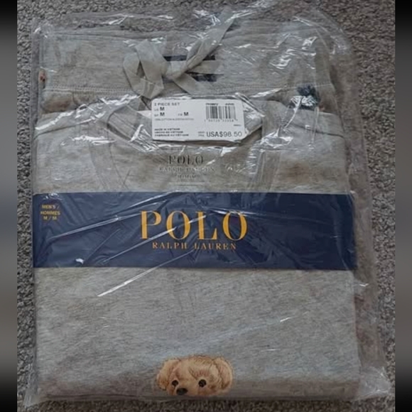 Polo Ralph Lauren Polo Bear Jogger Pajamas Set Size M/MED Heather Grey With Bear - Picture 5 of 8